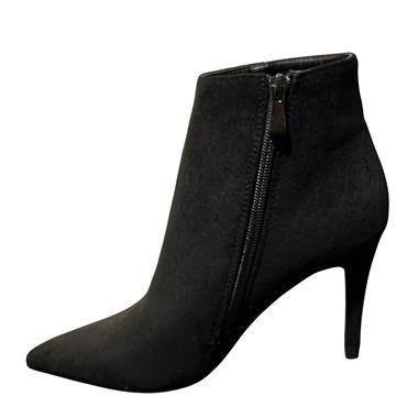 REDZ WOMENS POINT TOE ZIP ANKLE BOOT - BLACK SUEDE